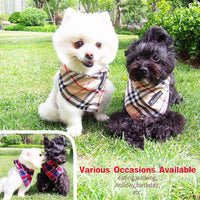 Soft Washable Plaid Bandanas for Dogs and Cats - Brown&Blue / Small - image 2