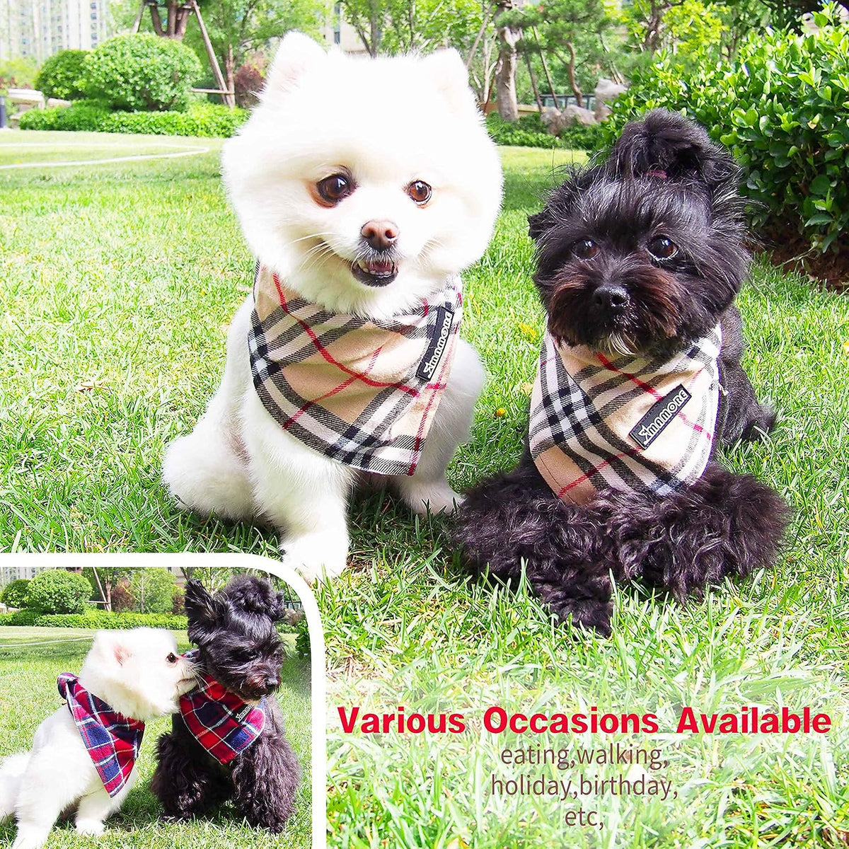Soft Washable Plaid Bandanas for Dogs and Cats - Brown&Blue / Small - image 2