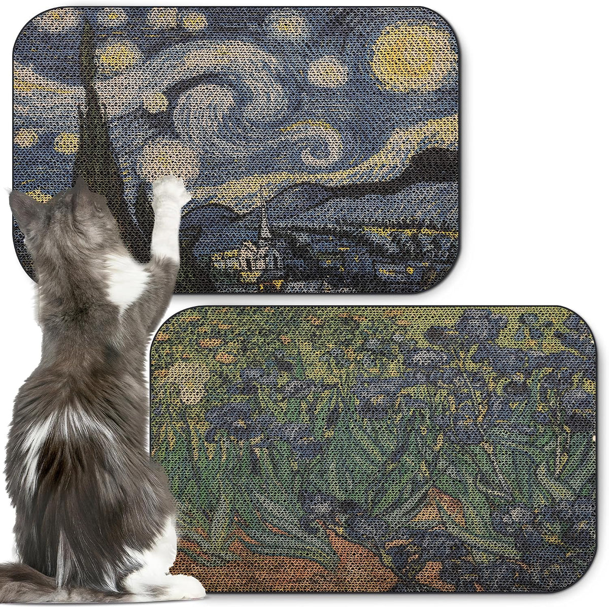 Cat Wall Scratcher, Art Cat Scratching Board for Indoor Cats – Essentials for Cats - Van Gogh-1-2