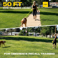 Fida Obedience Recall Training Agility Lead, Orange - 50FT / Neon Yellow - image 2