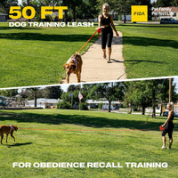 Fida Obedience Recall Training Agility Lead, Orange - 50FT / Neon Orange - image 2