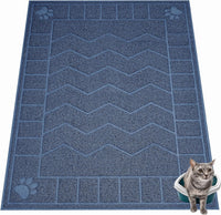 Cat Litter Box Mat, 47" x 35" Large Waterproof Litter Trapping Mat – Daily Care for Cats - Blue / 2X-Large（47" x 35")