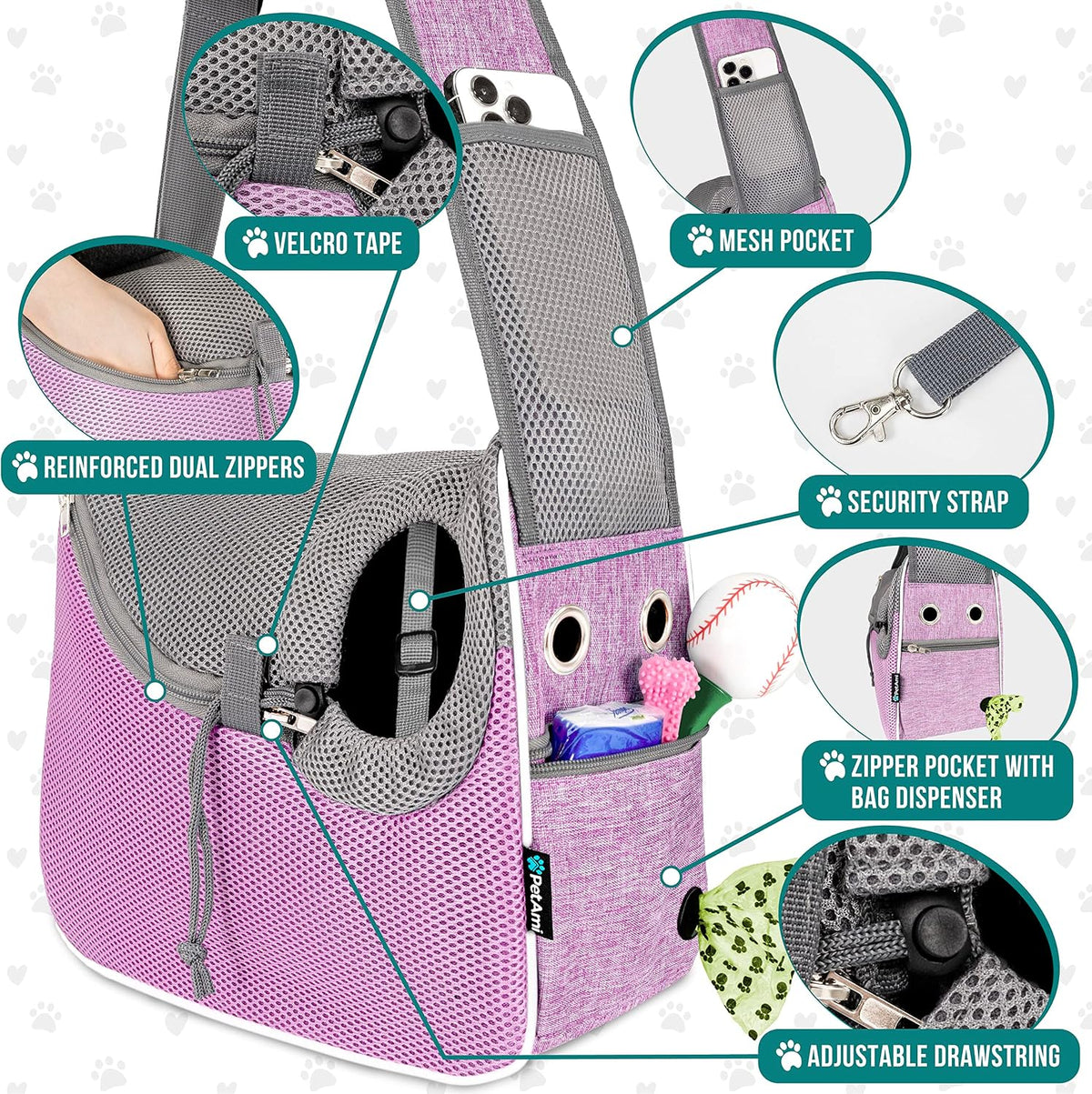 PetAmi Dog Sling Carrier for Small Dog - Purple - image 3