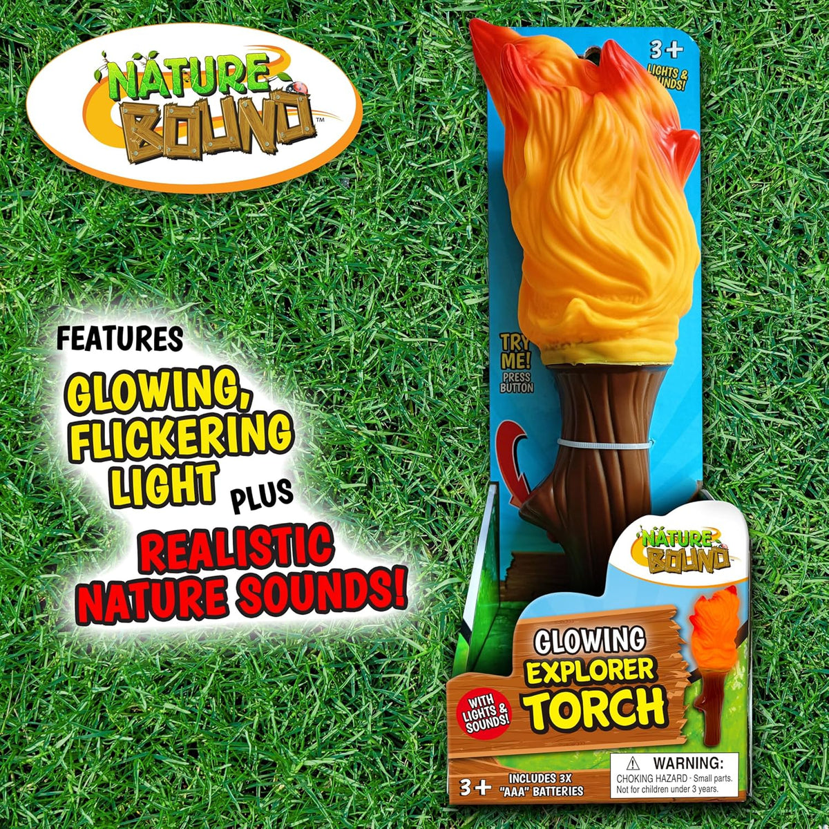 Nature Bound Explorer torch campfire light with glowing, flickering flame effect - view 2