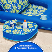 Aqua Campania Ultimate 2-in-1 Pool Float Lounge - One Size / Campania Royal/Lime Hibiscus - XLarge - image 3