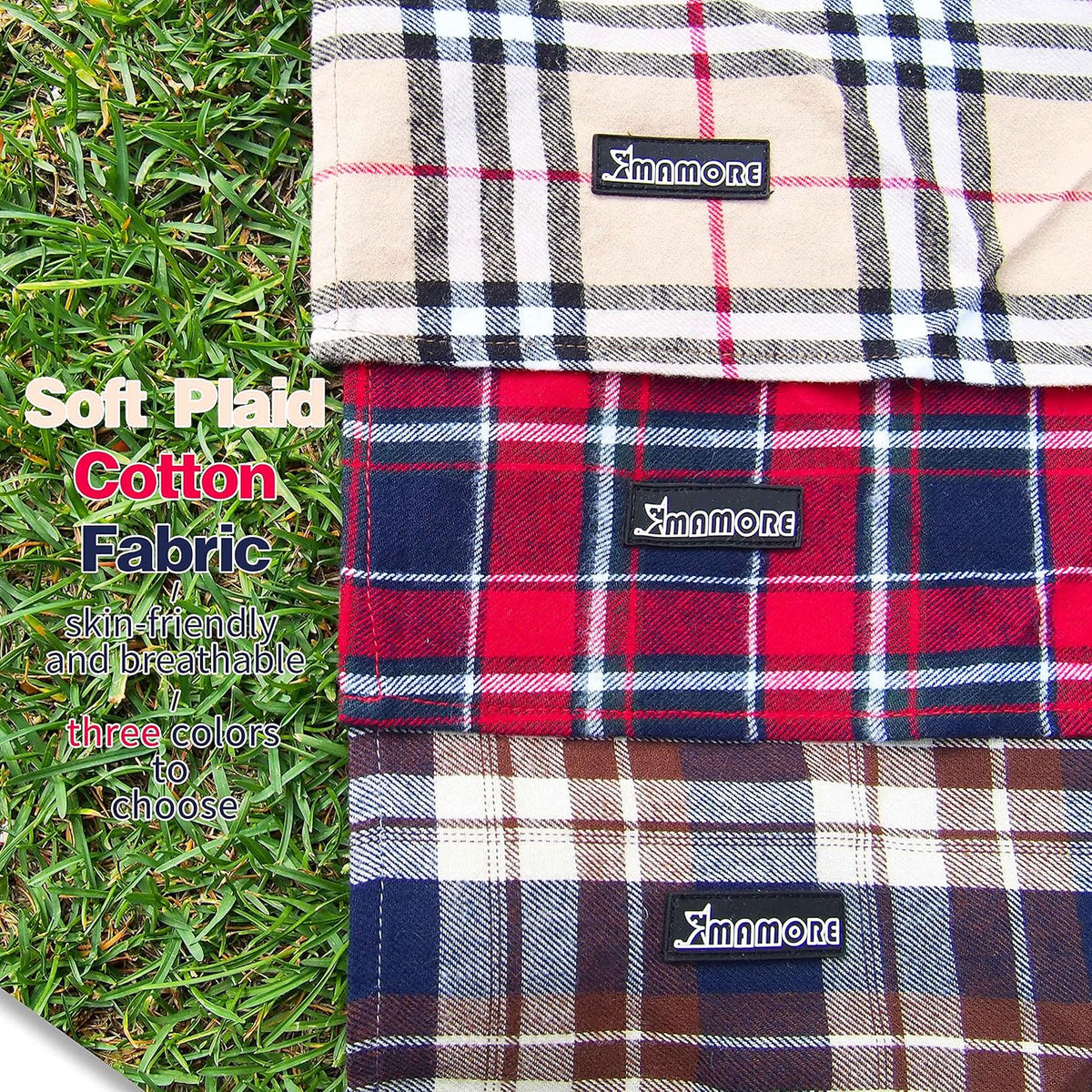 Soft Washable Plaid Bandanas for Dogs and Cats - Brown&Blue / Large - image 3