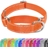 Martingale Dog Collar, Adjustable No Buckle Slip Collar, XS - Orange / Small(Length:11-15'', Width:3/4'')