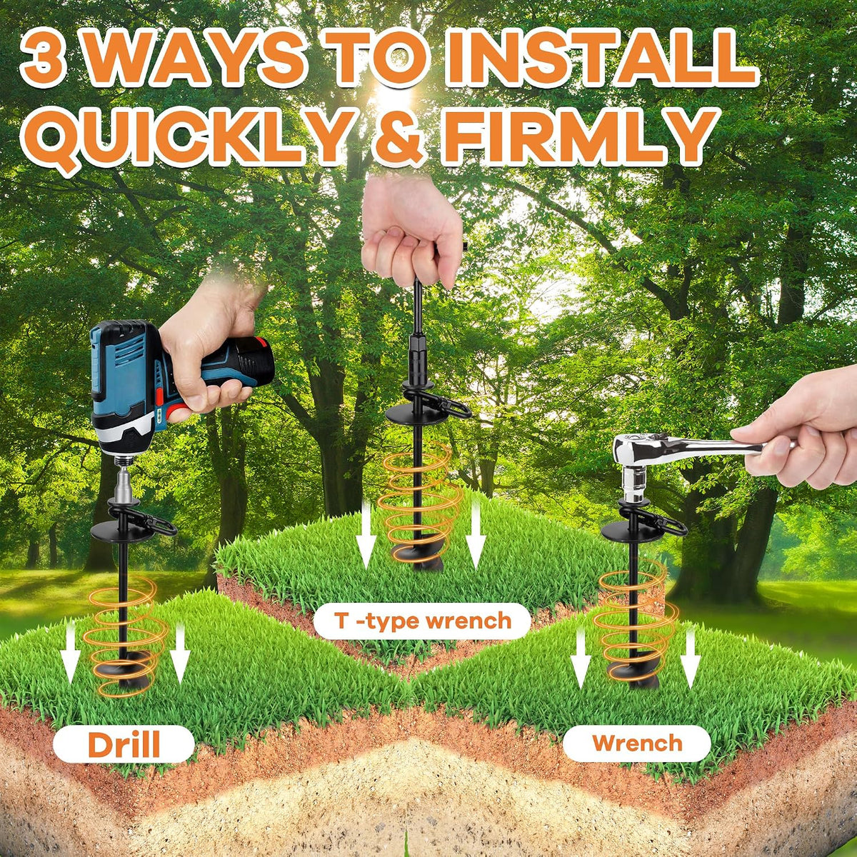 Dog Tie Out Stake, Heavy Duty 360°Swivel Dog Outside Lead Cable - image 4