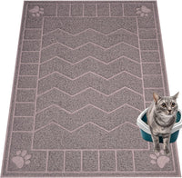Cat Litter Box Mat, 47" x 35" Large Waterproof Litter Trapping Mat – Daily Care for Cats - Sand Grey / 2X-Large（47" x 35")