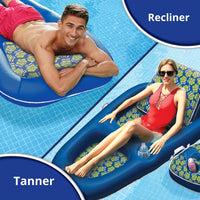 Aqua Campania Ultimate 2-in-1 Pool Float Lounge - One Size / Campania Royal/Lime Hibiscus - XLarge - image 4