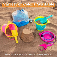 JOYIN Foldable Beach Bucket Set, Camping Gear, Travelling - Pink/Purple/Green - image 3