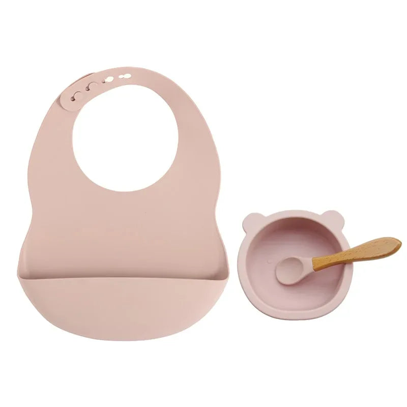 Colorful Silicone Feeding Set for Babies: Bib, Bowl, and Spoon - BIG FRENCHIES