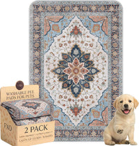 Washable Pee Pads for Dogs - 24"x36" (Pack of 2) / Blue Floral