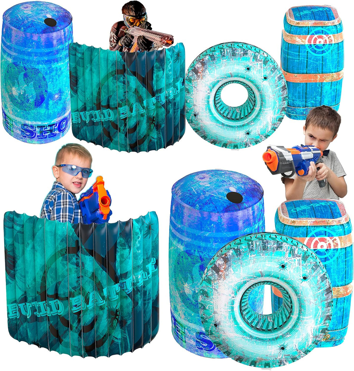 Skywin Inflatable Obstacles, Inflatable Battle Bunkers - 2 Pack / Blue