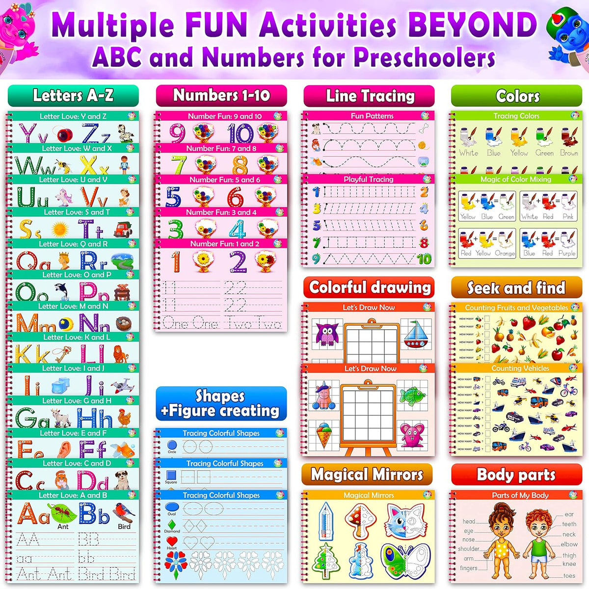Curious 2 Learn Hardcover Preschool Activity Workbook for Kids Ages 3 - Pink - image 2