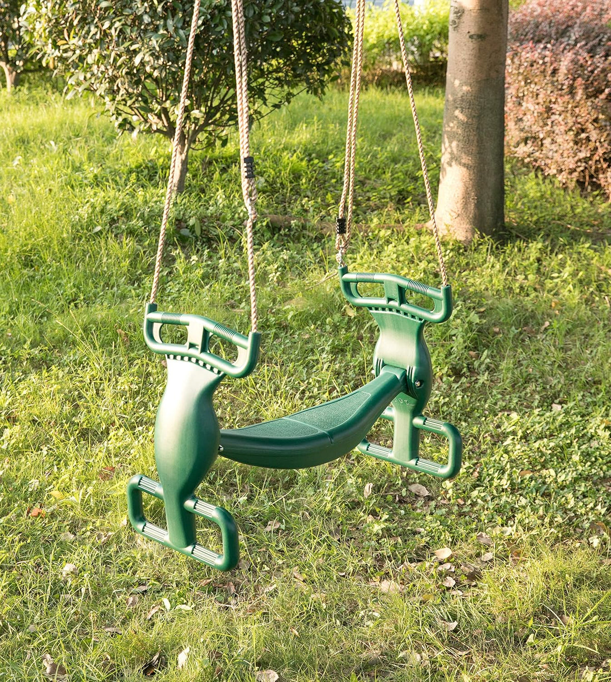 PLAYBERG green plastic 2-person double glider swing with handle bars and footrests - view 3