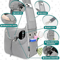 PetAmi Small Dog Sling Carrier, Soft-Sided Crossbody Puppy Carrying Purse Bag, Adjustable Sling Pet Pouch to Wear Medium Cat Travel, Dog Bag for Traveling, Poop Bag Dispenser, Max 10 lbs, Stripe Black