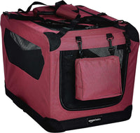 Amazon Basics Portable Folding Soft Pet Dog Crate Carrier Kennel - RED / 26.0"L x 18.0"W x 18.0"H