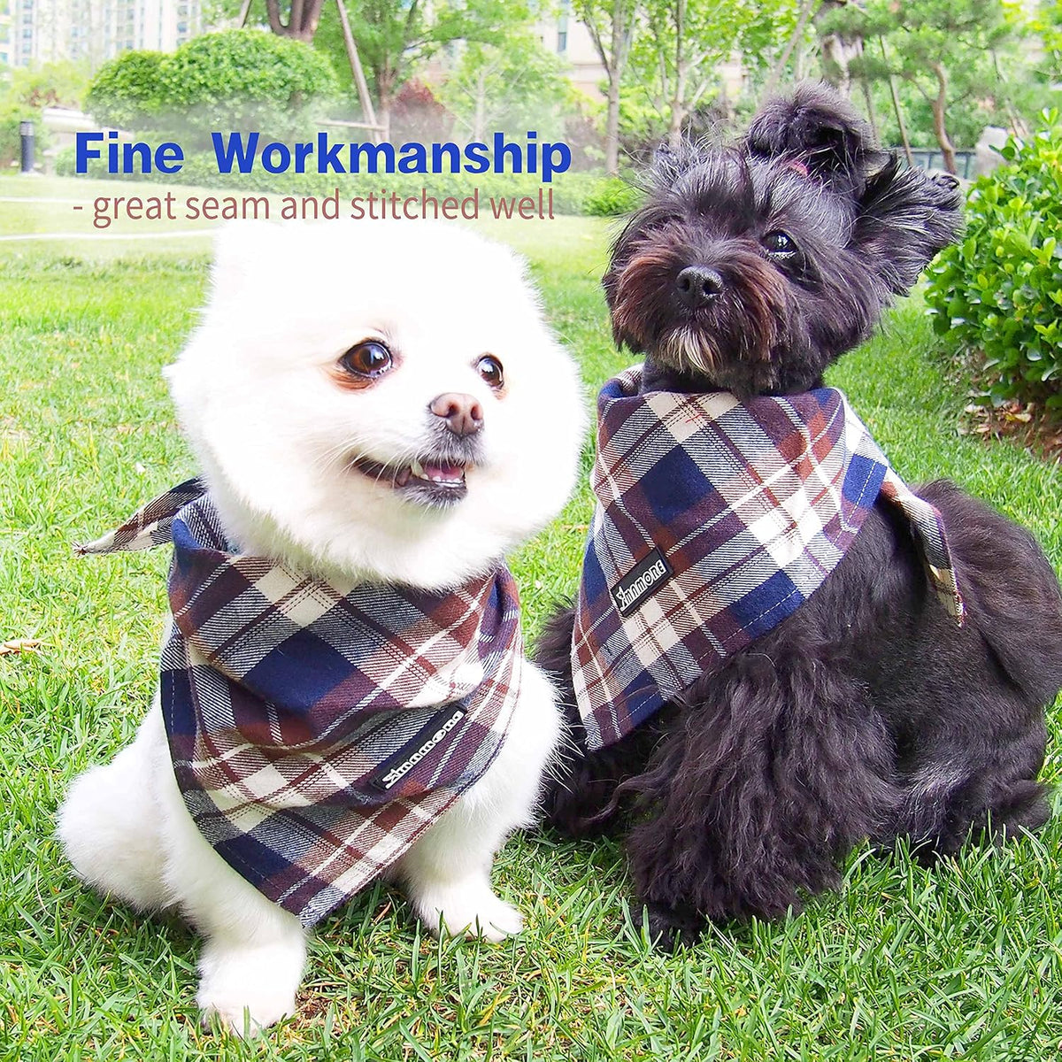 Soft Washable Plaid Bandanas for Dogs and Cats - Brown&Blue / Small - image 3