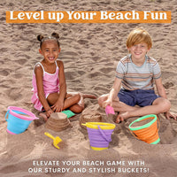 JOYIN Foldable Beach Bucket Set, Camping Gear, Travelling - Orange/Blue/Purple - image 3