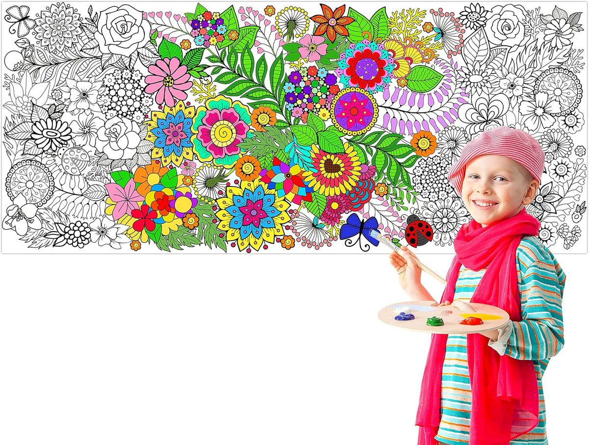 Dvbonike Jumbo Mandala Coloring Poster Giant Flower DIY Drawing Paper - Flower No.2