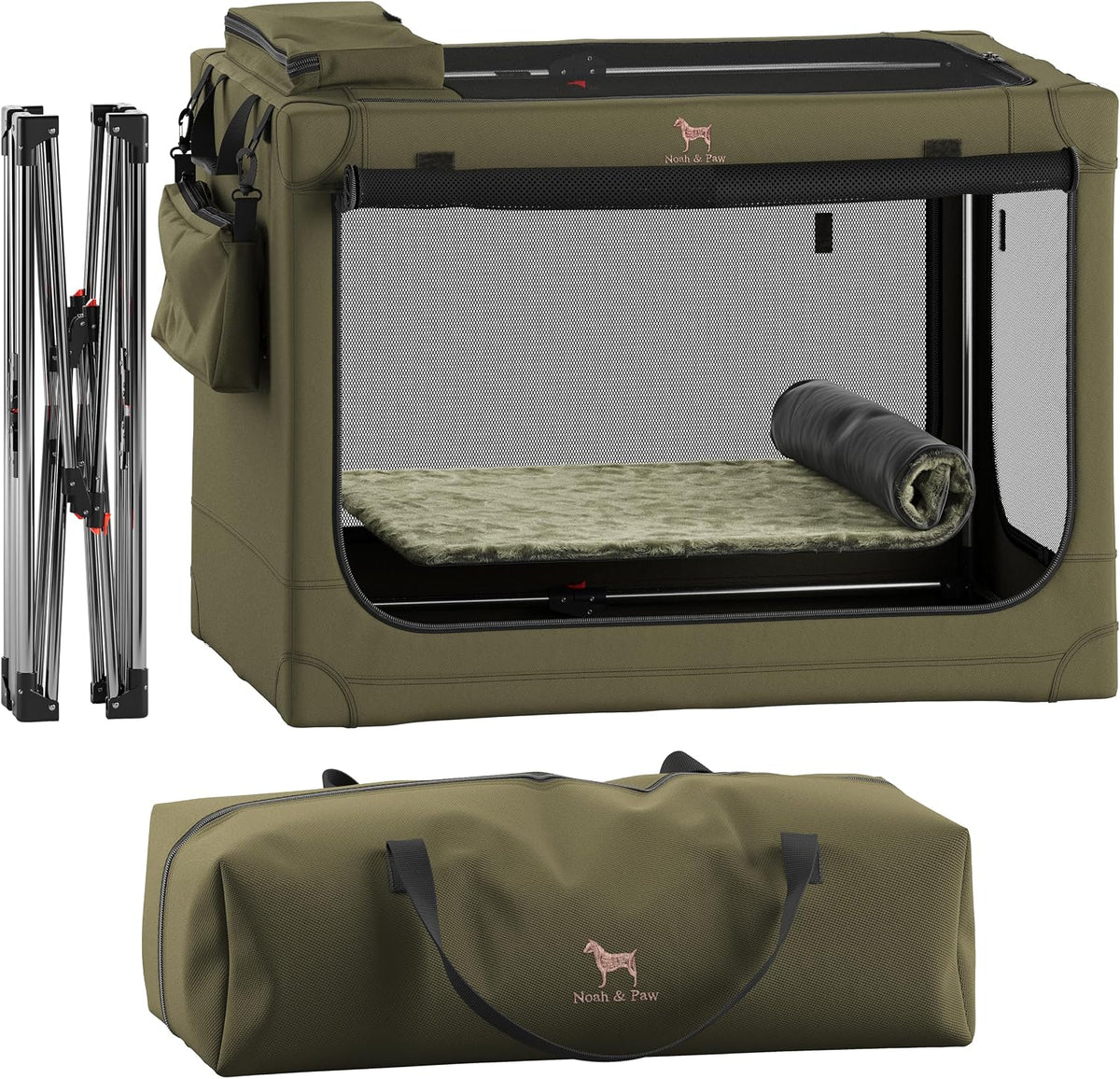 Noah & Paw XXL Collapsible Dog Crate, 42" - Green / 30.0"L x 21.2"W x 21.2"H