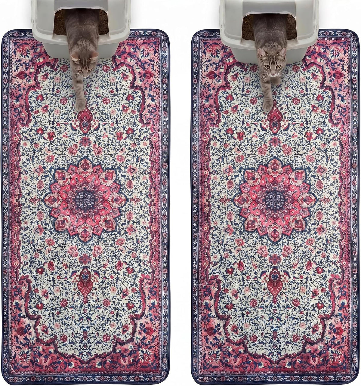 Hompet Cat Litter Mat 2 Pack - 28.5x60 Inch (Pack of 2) / Rose Pink Mandala