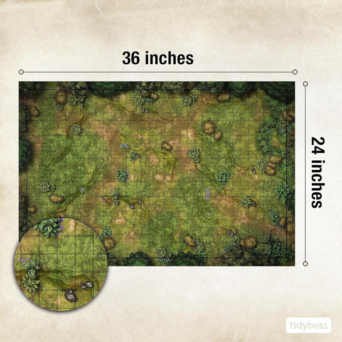 Tidyboss DND Starter Set, 3 x Double Sides 24x 36 Game Grid Mat - 3-pack Expansion - image 3