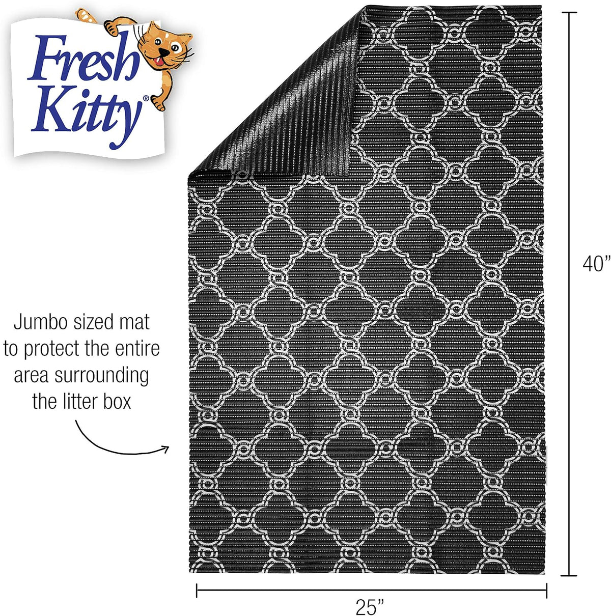 Fresh Kitty Durable XL Jumbo Foam Litter Box Mat, No Phthalate - Black/White Quatrefoil / 1 Count (Pack of 6) - image 2