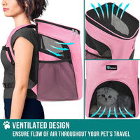 PetAmi Cat Backpack Carrier for Small Dogs and Large Cats - Pink - image 4
