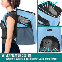 PetAmi Cat Backpack Carrier for Small Dogs and Large Cats - Light Blue - image 4