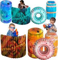 Skywin Inflatable Obstacles, Inflatable Battle Bunkers - 2 Pack / Blue & Orange