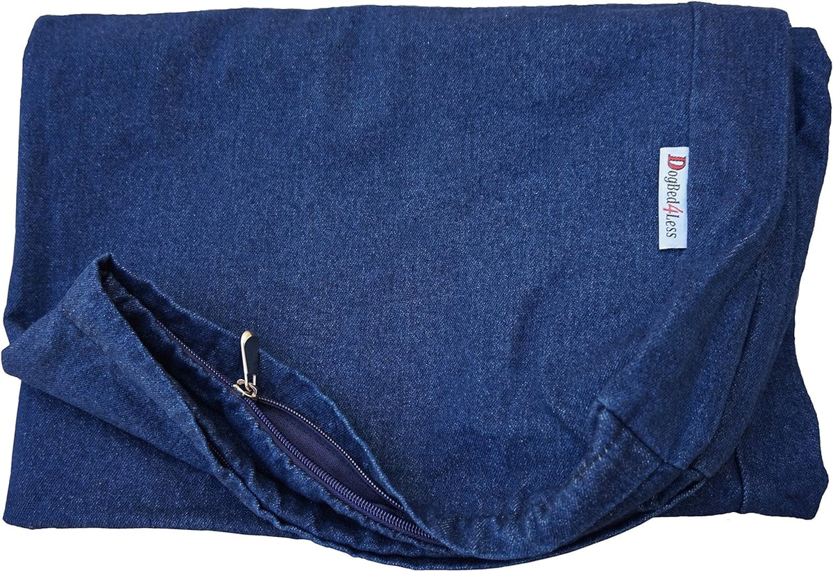 Dogbed4less 40X35X4 Inches Blue Color Durable Denim Jean Dog Pet Bed - 47"X29"X4"