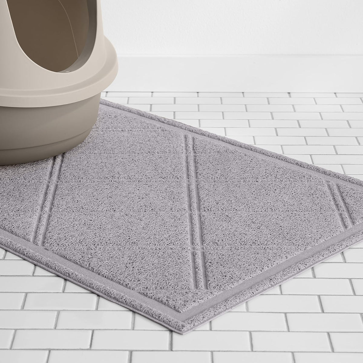 Amazon Basics Less-Mess Litter Trapping Cat Litter Box Mat - Gris / 1 Count (Pack of 10) - image 3