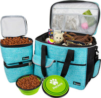 PetAmi Dog Travel Bag Organizer, Pet Supplies Diaper Tote - Large - 15.5"L x 9.5"W x 14.0"H / Sea Blue