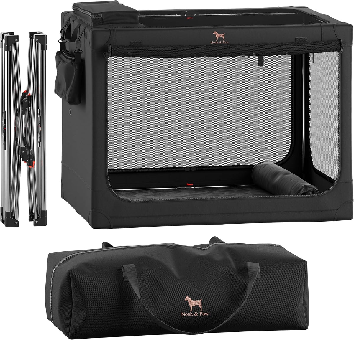 Noah & Paw XXL Collapsible Dog Crate, 42" - Black / 30.0"L x 21.2"W x 21.2"H