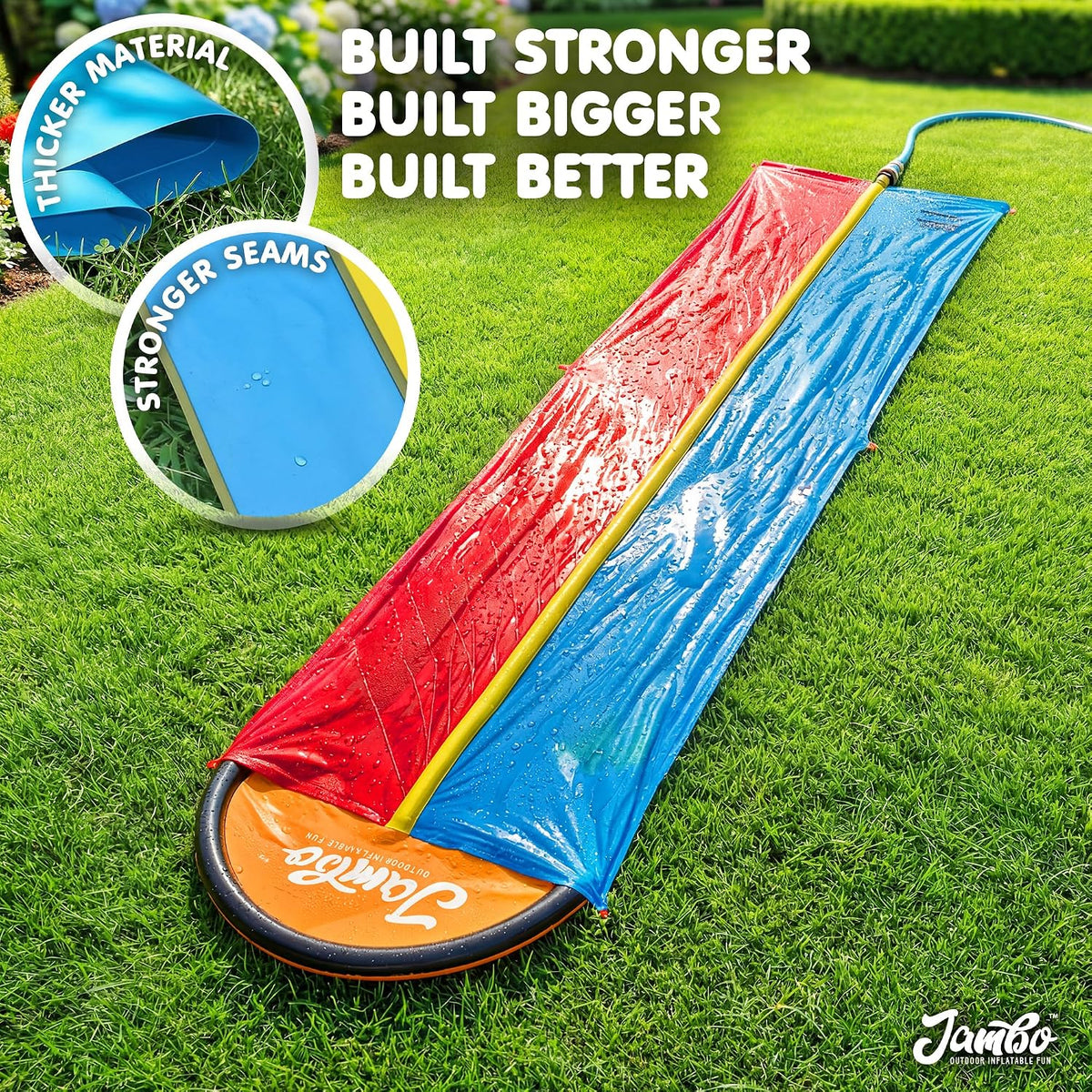 JAMBO Premium Triple Water Slide with 3 Bodyboards - 18ft Multicolor - image 4