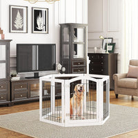PAWLAND Dog Gate Indoor with Door, Freestanding, Foldable - White / 【6 Panels with Door】144"W x 32"H - image 3