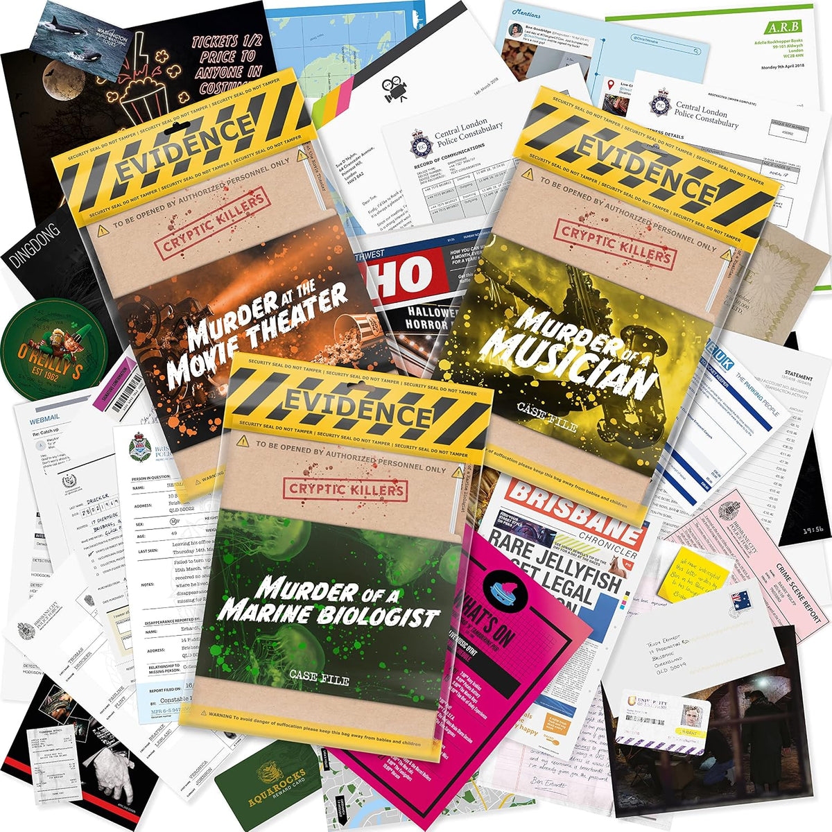 Cryptic Killers Bundle #1 murder mystery game with three cold case files