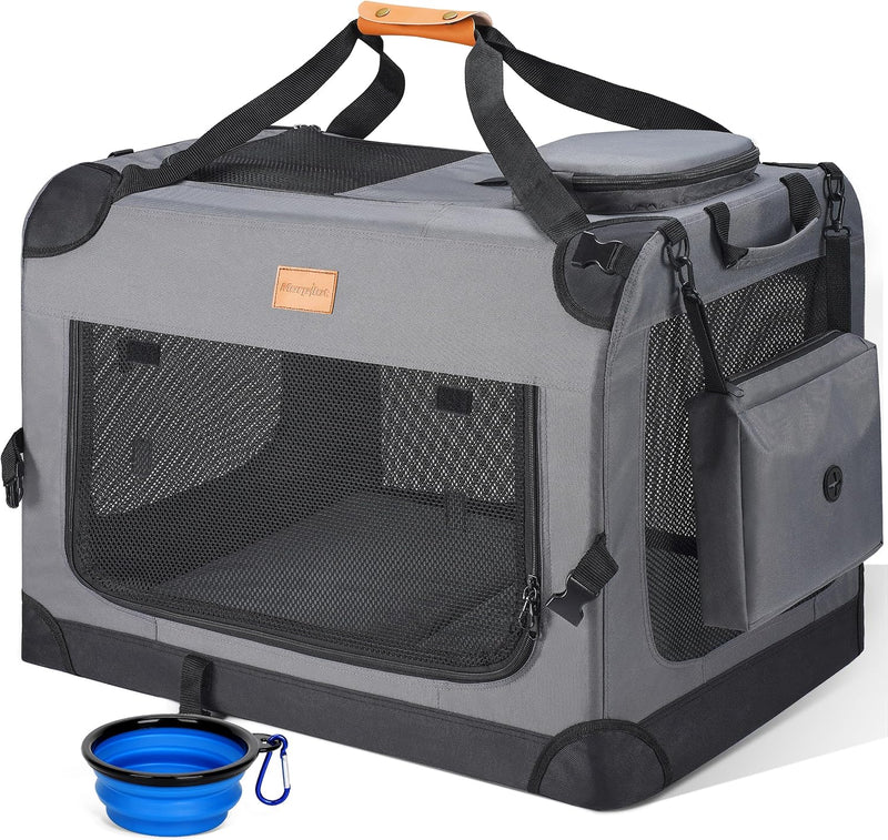 Morpilot 24-inch Portable Collapsible Dog Crate for Small Dogs up - 31.9"L x 22.8"W x 22.8"H / Grey