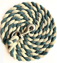 Majestic Ally Pack of 2 Solid Cotton Lead Rope for Horses & Livestock – 10 Foot Long and 5/8 inch Thick - Replaceable Heavy-Duty Satin Bolt Snap – Handmade – Soft, Broken in Feel (Hunter Green -Tan)