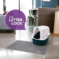 Pawkin Cat Litter Mat, Patented Design with Litter Lock Mesh, Extra Large, Durable, Easy to Clean, Soft, Fits Under Litter Box, Litter Free Floors, Gray
