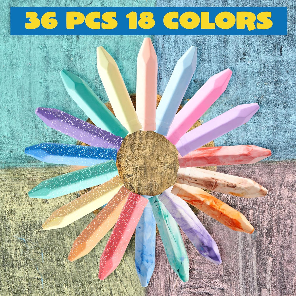 JOYIN 36 PCS Washable Sidewalk Chalk, 3 Styles - 36 - image 2