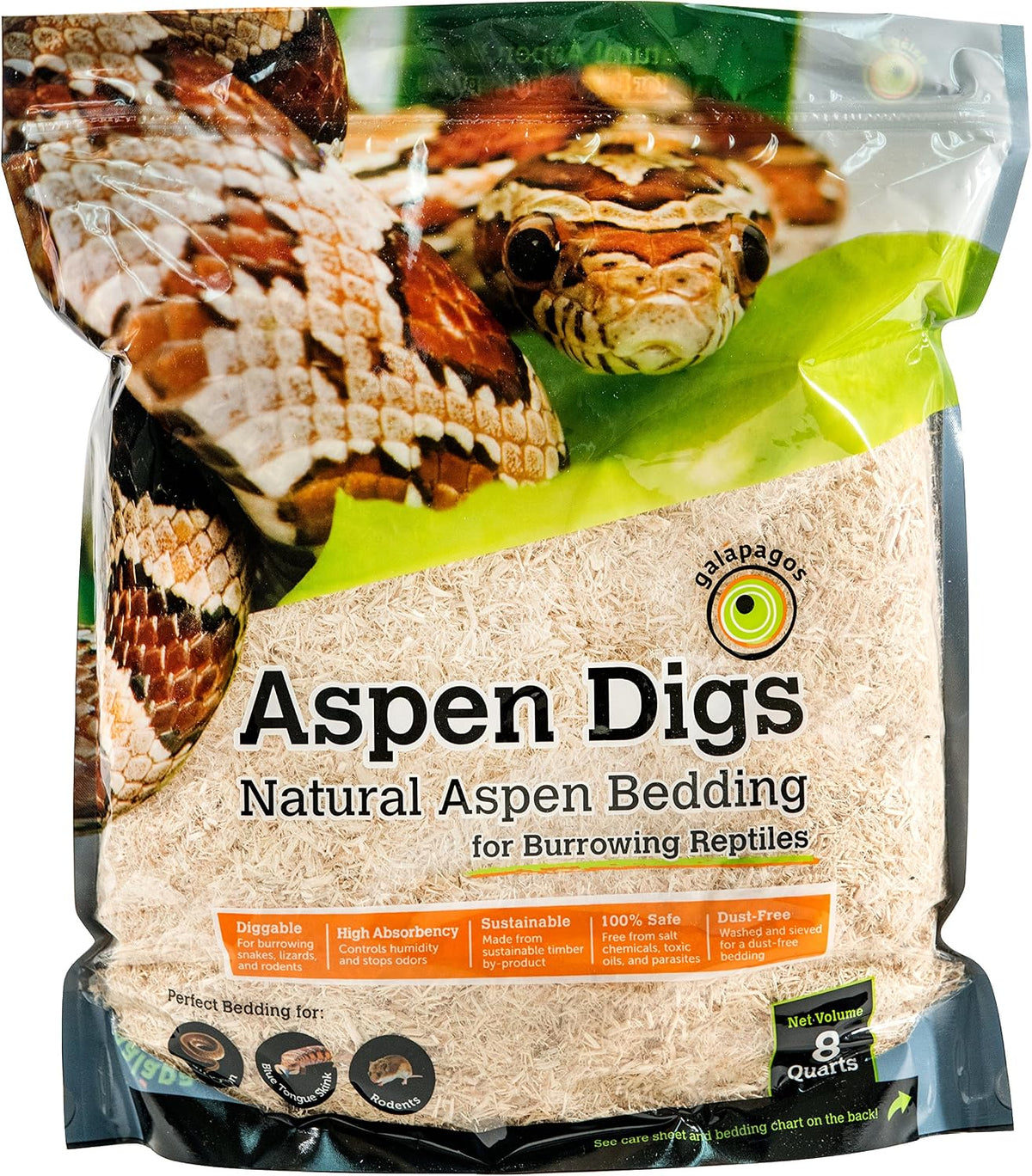 Galápagos Aspen Digs Shavings Bedding, 8-Quart, Natural – Daily Care for Reptiles And Amphibians