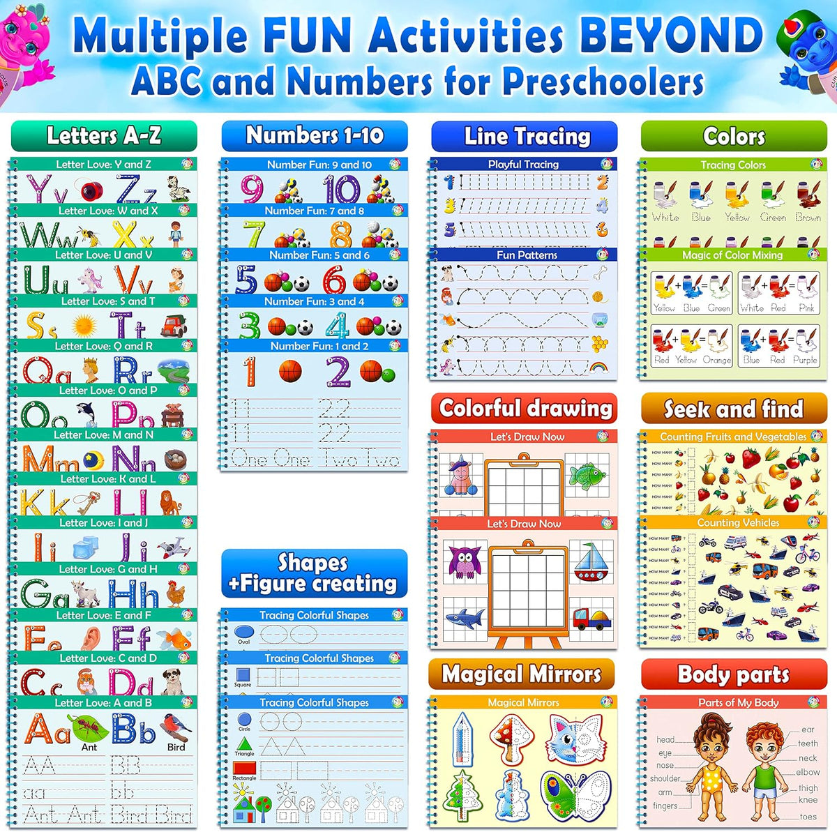 Curious 2 Learn Hardcover Preschool Activity Workbook for Kids Ages 3 - Blue - image 3