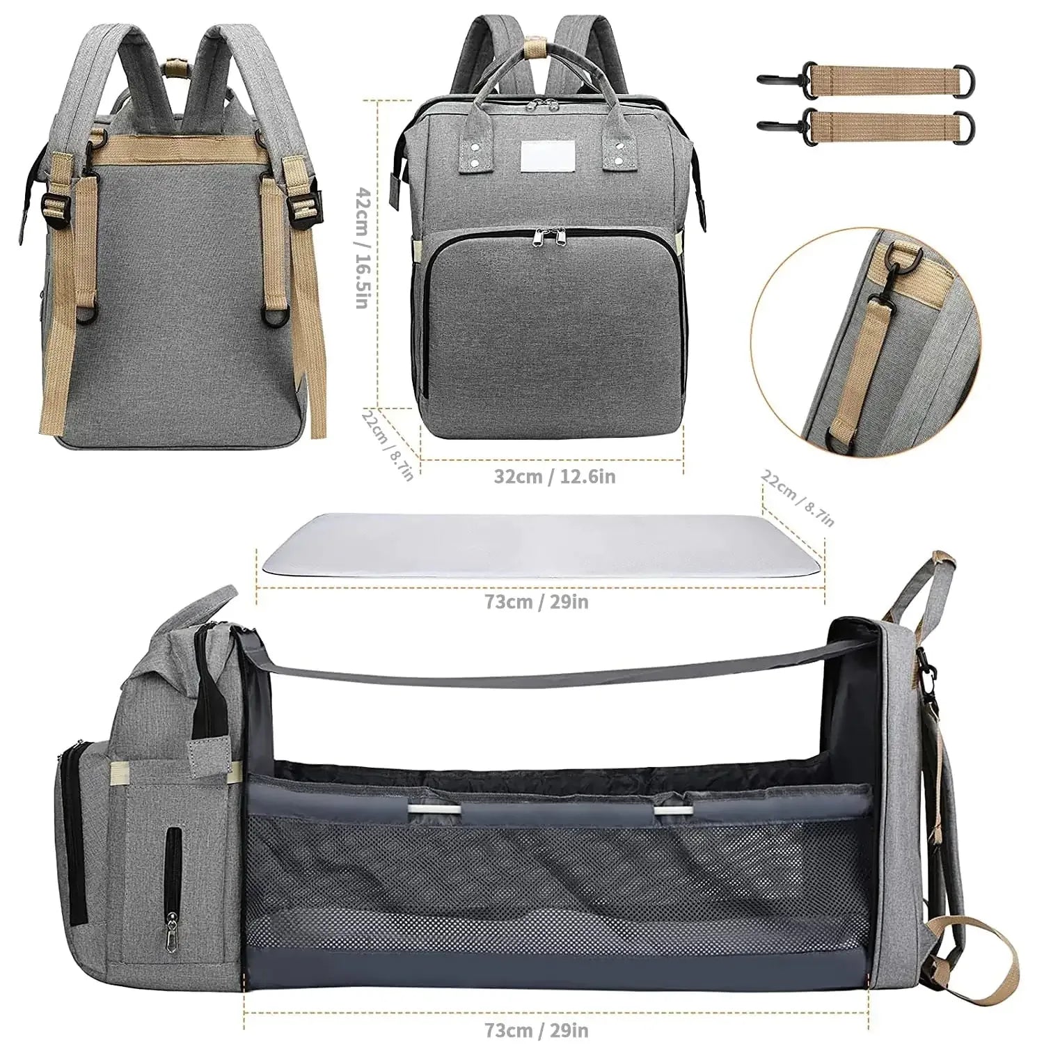 Baby Diaper Bag - Foldable Baby Bed - # BAGEG11610003 - BIG FRENCHIES