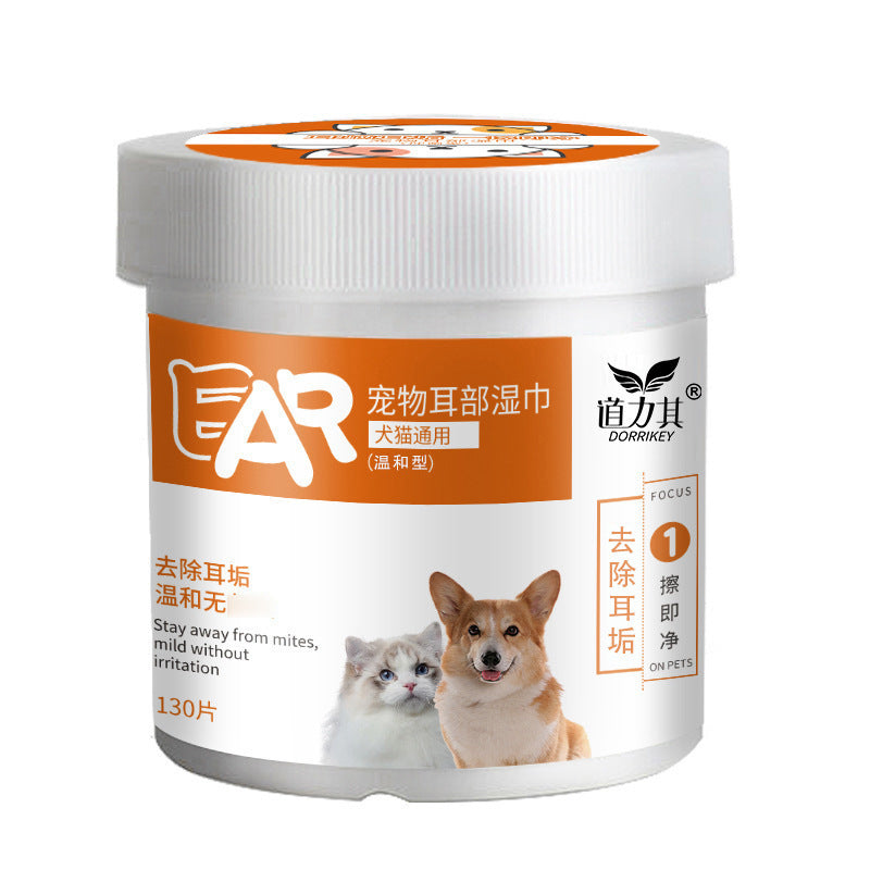 Pet Wet Wipes 130 Sheets/Box for Dogs and Cats, Universal Cat Eye Wipes and Dog Ear Cleaning Pet Supplies