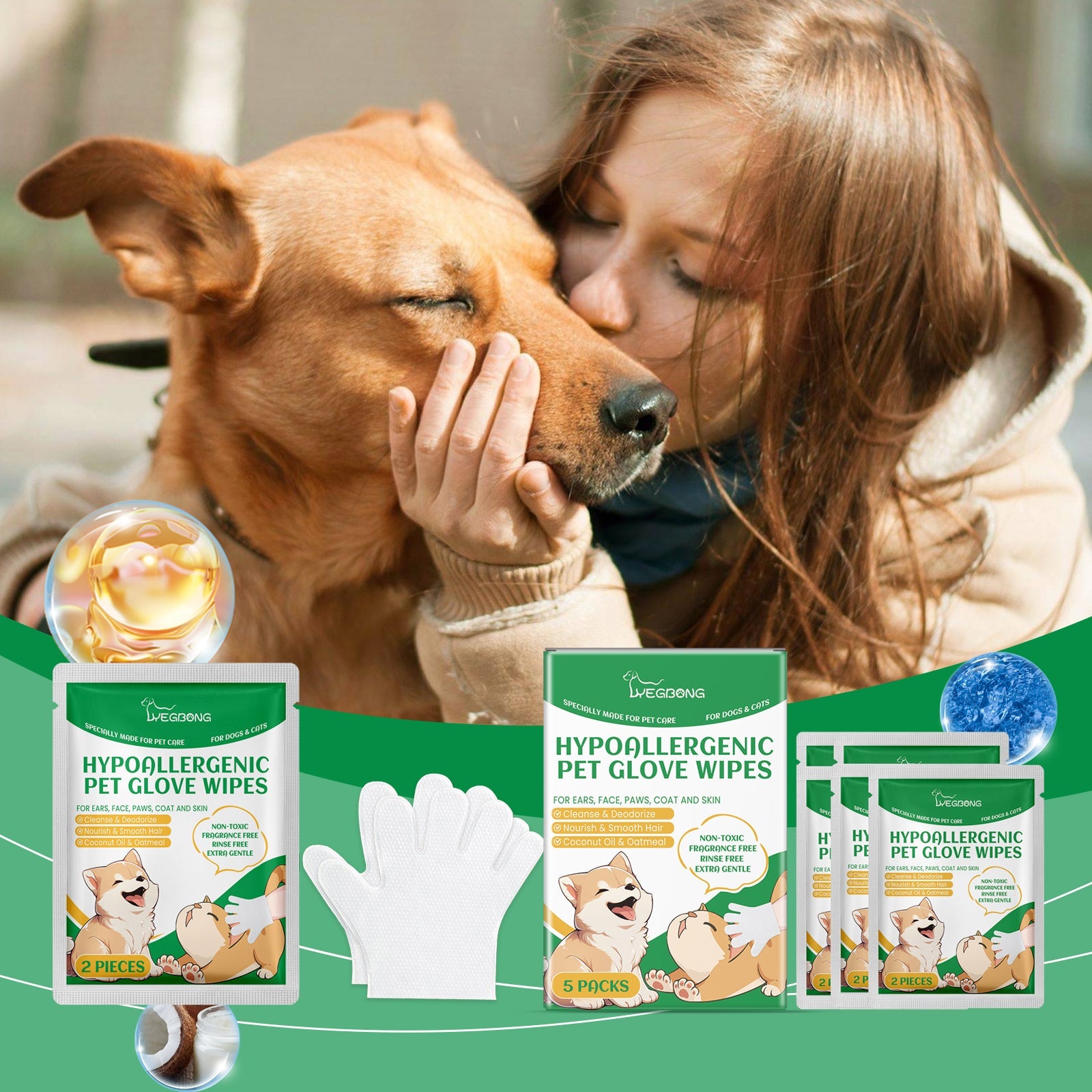 Pet Disposable Cleaning Gloves Dog Cat Hair And Skin Gentle Cleaning Care Gloves
