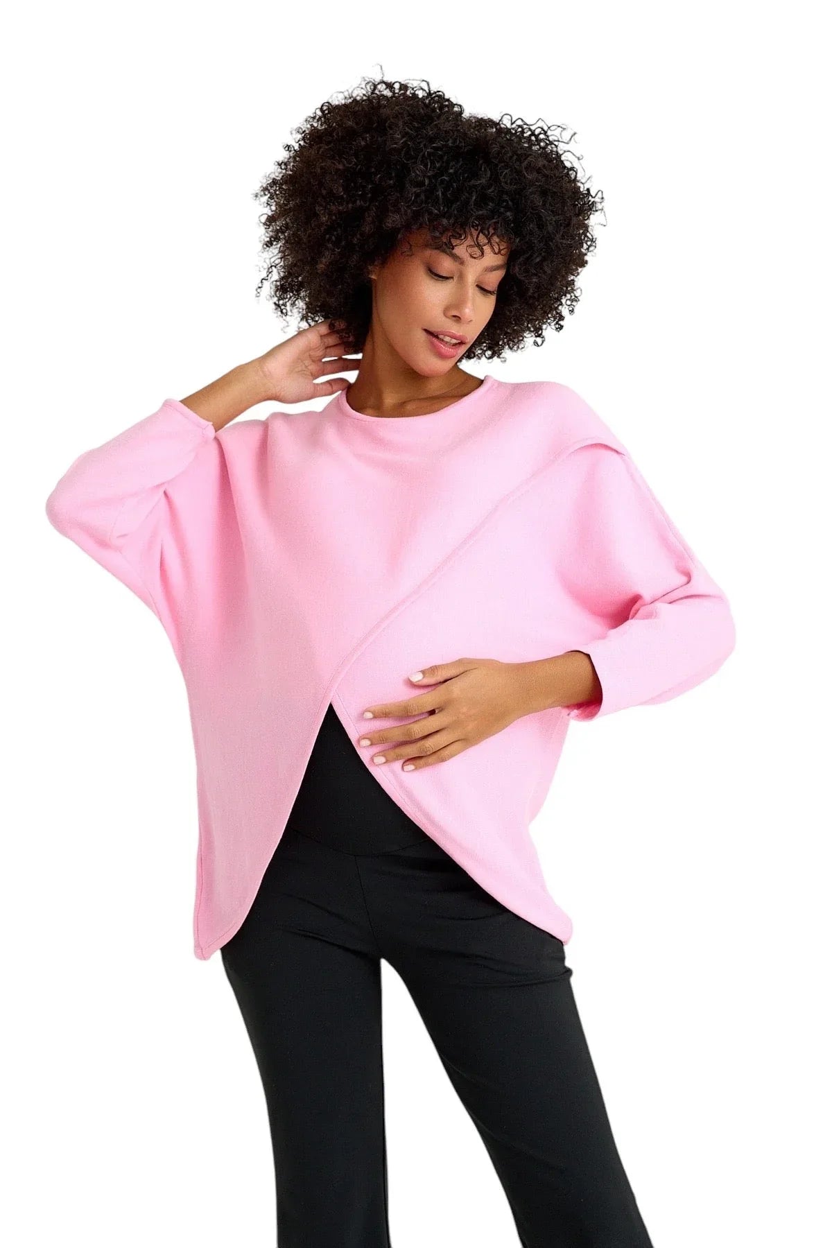Let Loose Crossover Long Sleeve Maternity/Nursing Knit Top - BIG FRENCHIES