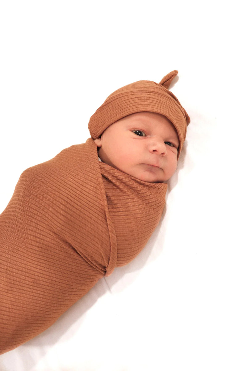 Cocoa Ribbed Stretch Swaddle - BIG FRENCHIES